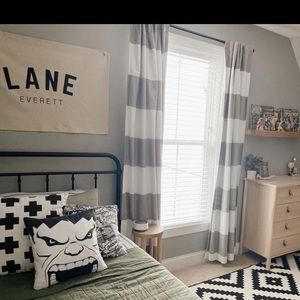 BRAND NEW Set of Dark Grey/Whitish Ivory Grommet drapes